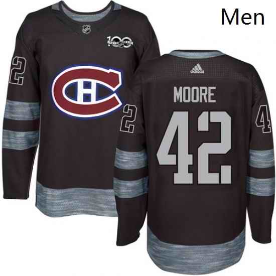 Mens Adidas Montreal Canadiens 42 Dominic Moore Authentic Black 1917 2017 100th Anniversary NHL Jersey